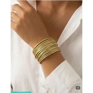 Gold Stacked Multi Strand Bracelet Magnetic Closure Layered Boho Gift For Her